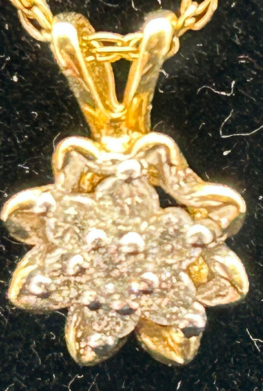260625-2 14k Diamond Cluster Pendant on 18" Chain