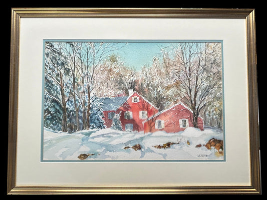 260211-18 Framed W Colman Original Watercolor of Red House