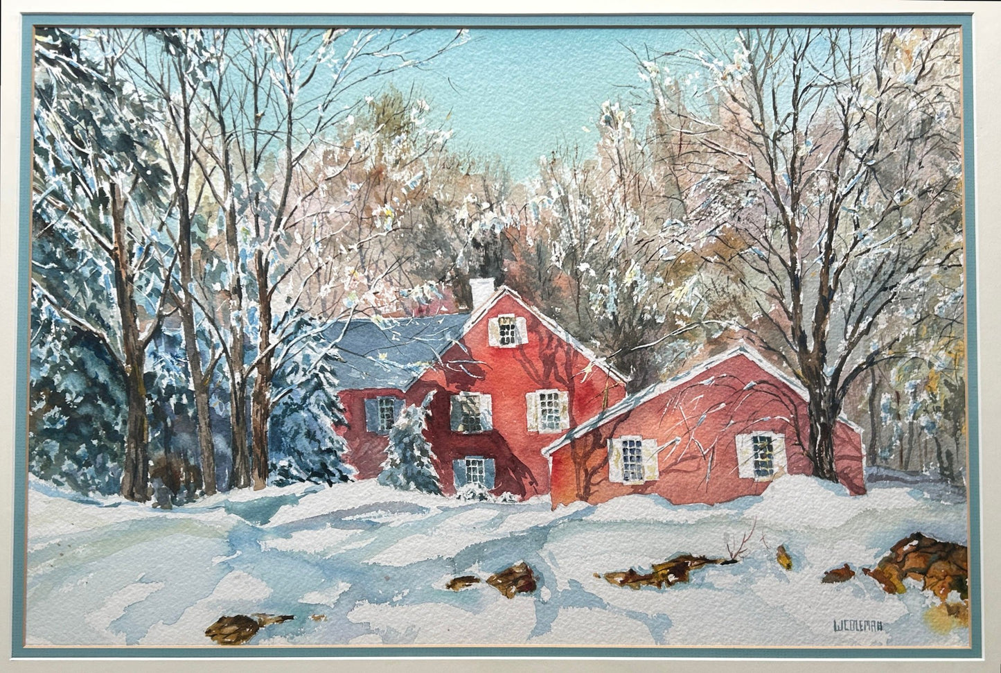 260211-18 Framed W Colman Original Watercolor of Red House