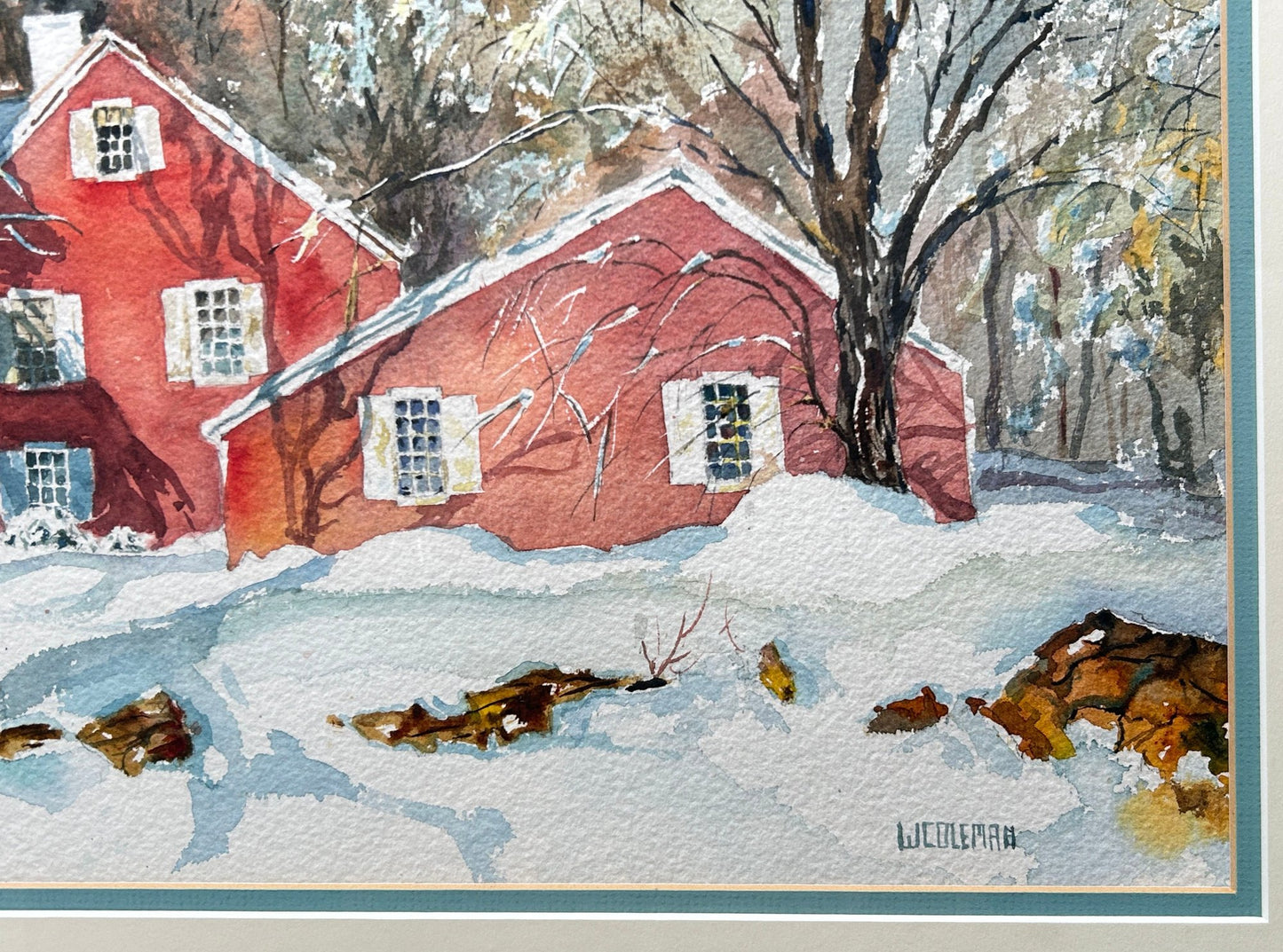 260211-18 Framed W Colman Original Watercolor of Red House