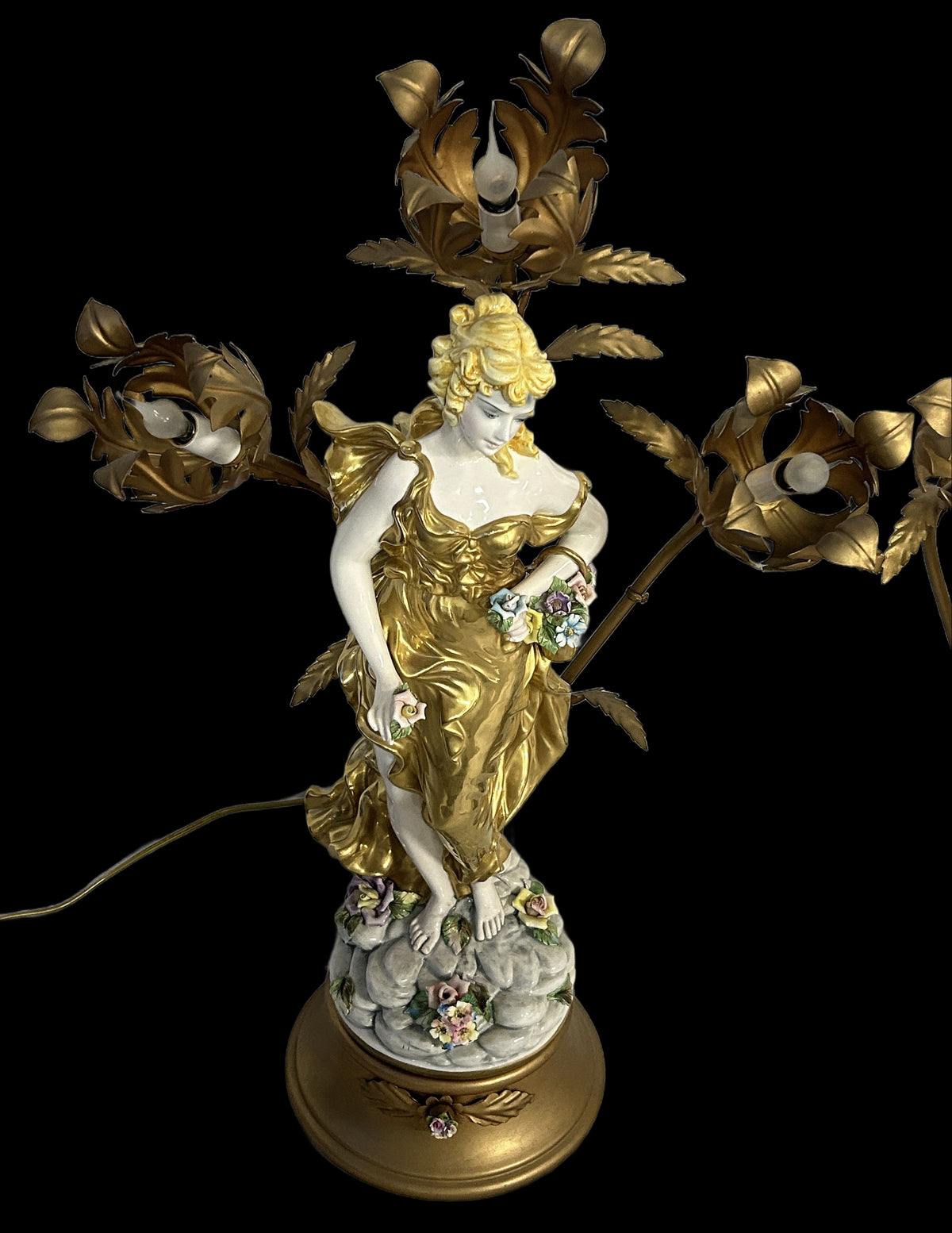 260916-5 Pair Art Nouveau Figurine Lamps