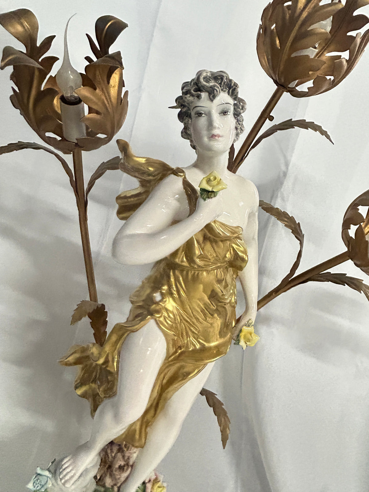 260916-5 Pair Art Nouveau Figurine Lamps