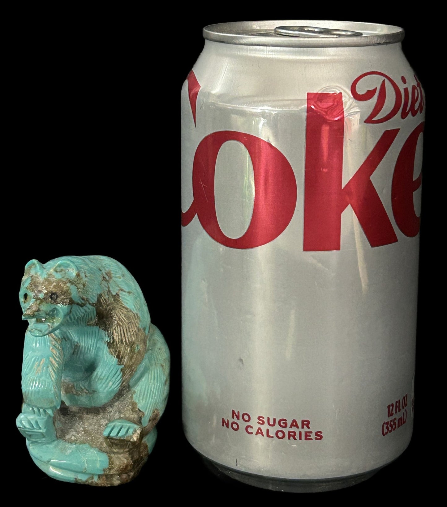 260610-2 Zuni Carved Turquoise Boulder Bear