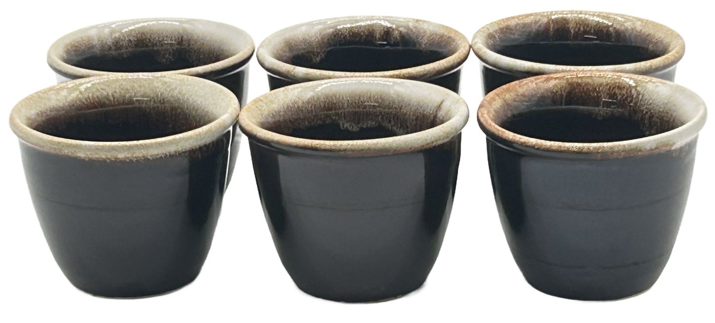 202621-20 6 Pcs Pfaltzgraff Brown Drip Custard Cups