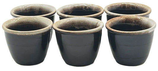 202621-20 6 Pcs Pfaltzgraff Brown Drip Custard Cups