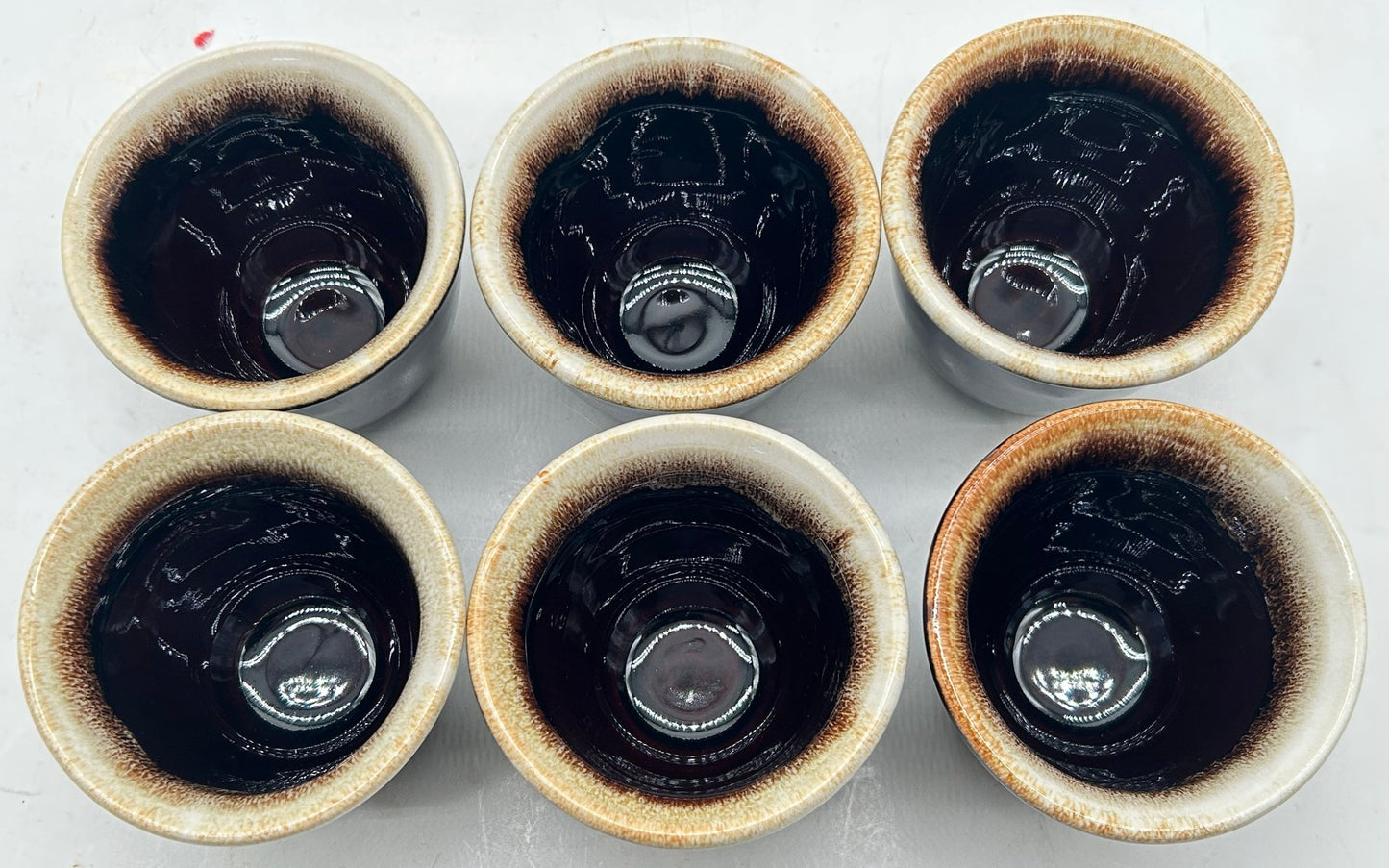 202621-20 6 Pcs Pfaltzgraff Brown Drip Custard Cups