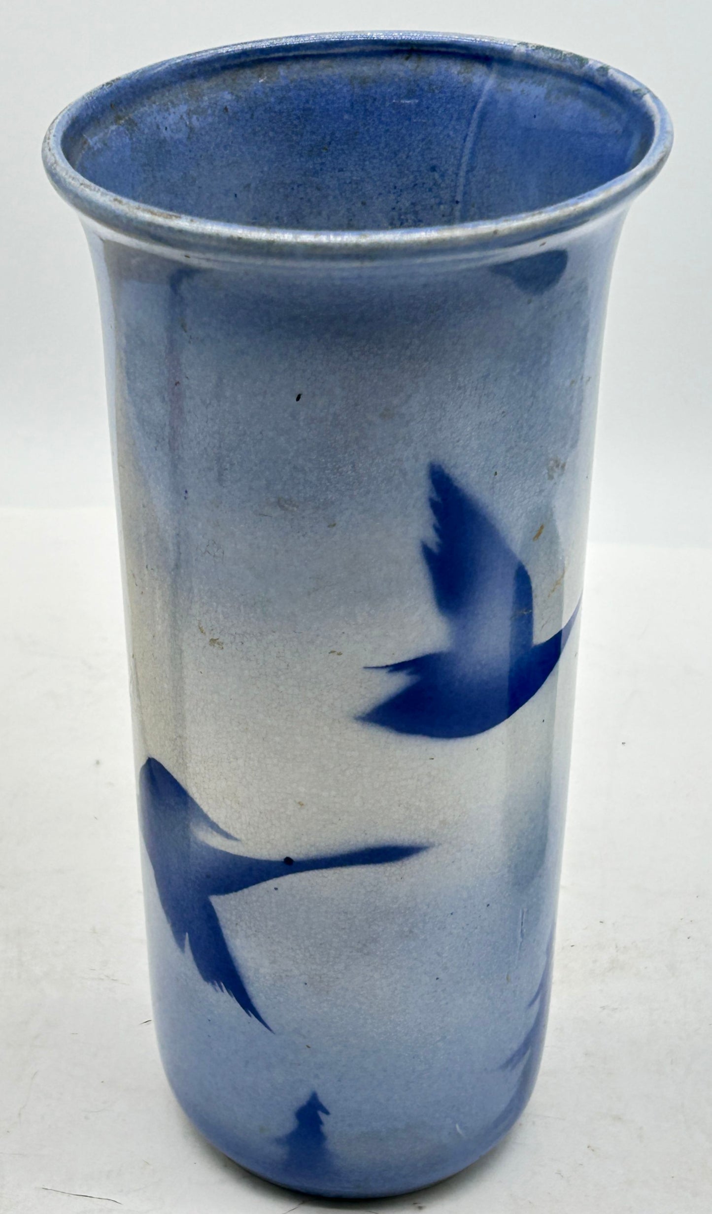 250514-23B Antique Blue & White Vase With Flying Geese