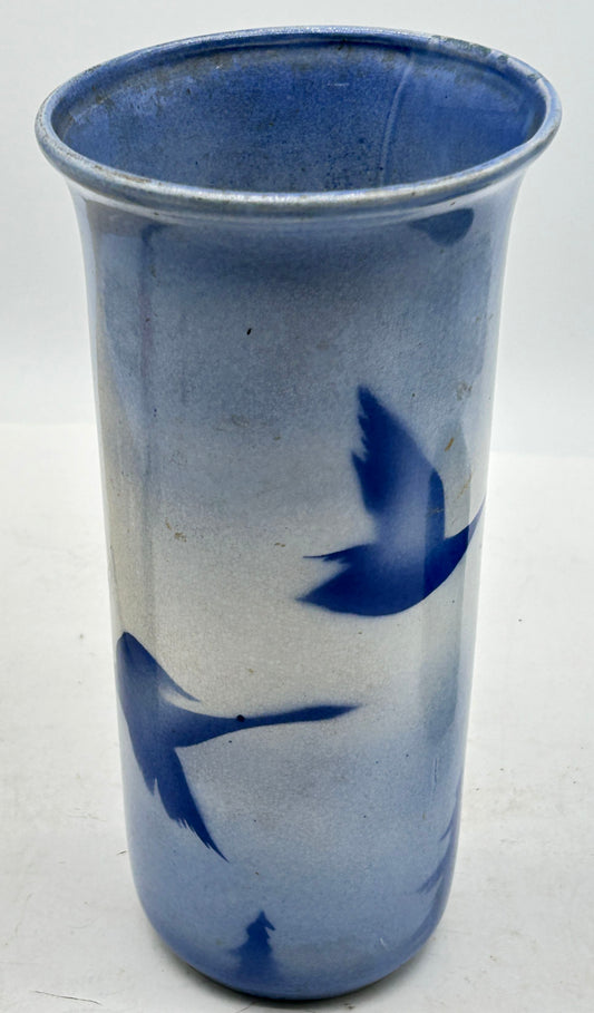 250514-23B Antique Blue & White Vase With Flying Geese