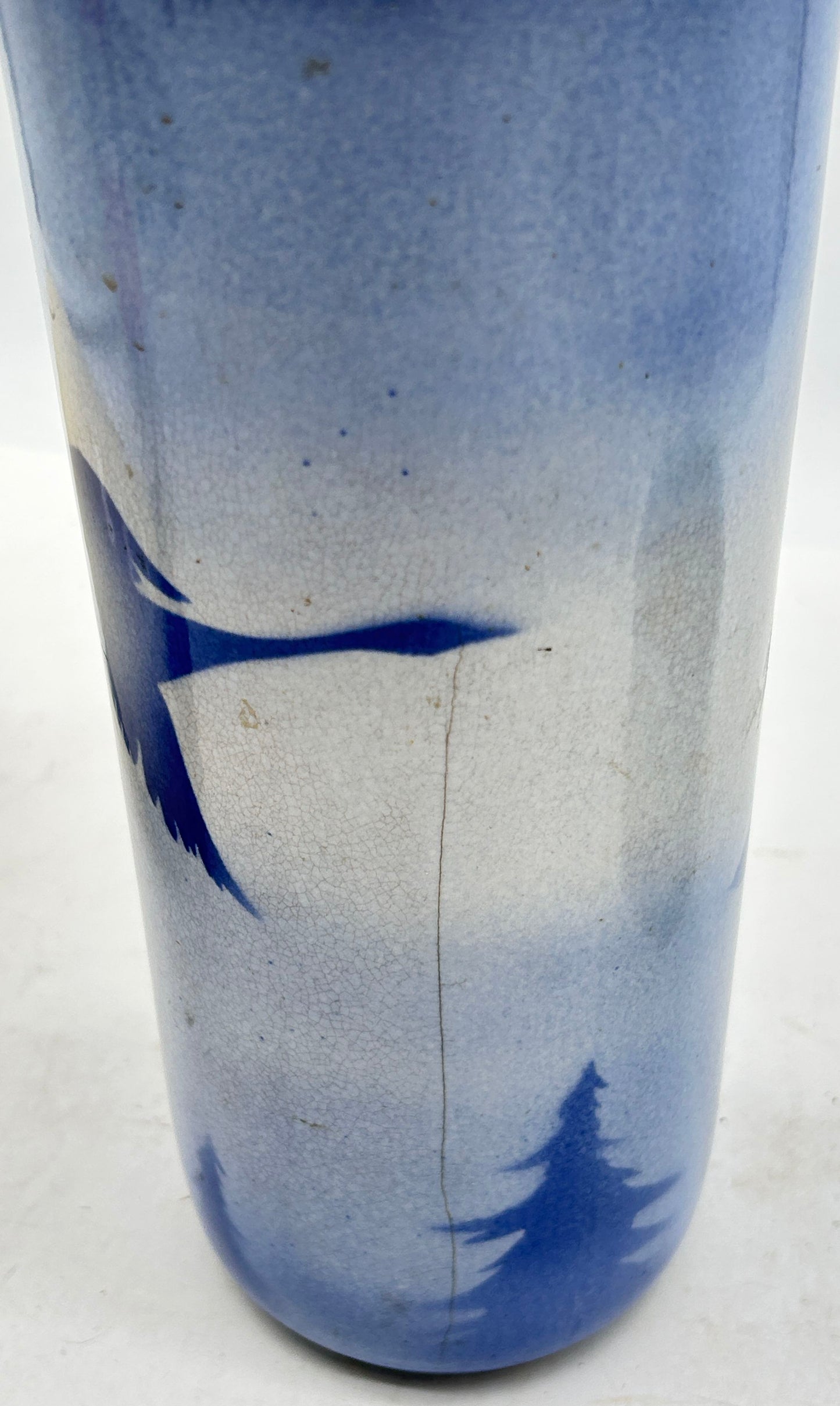 250514-23B Antique Blue & White Vase With Flying Geese