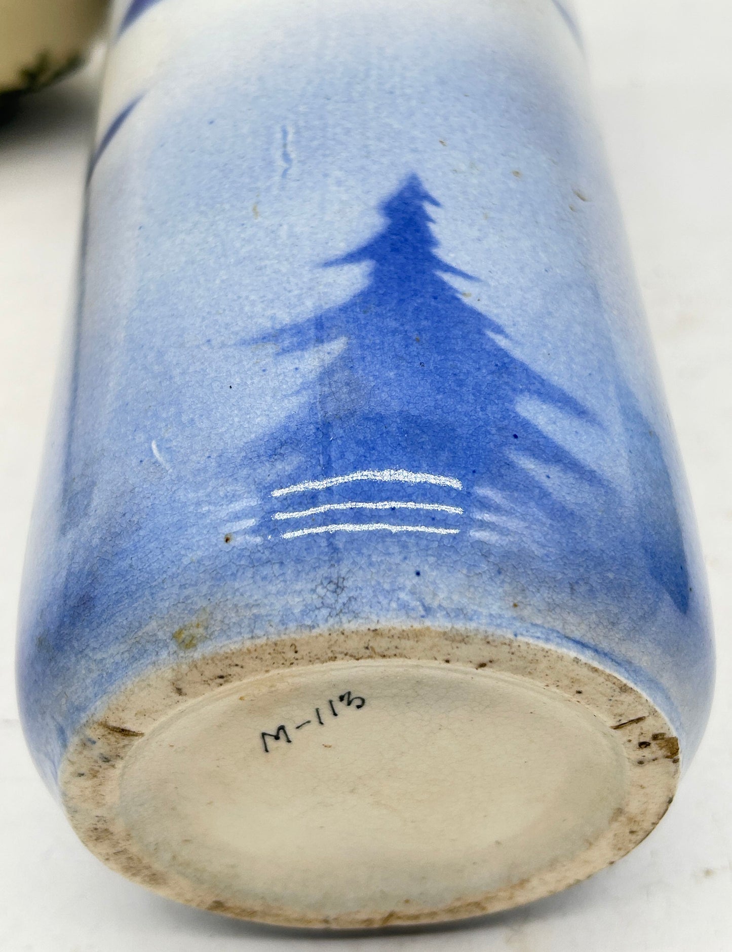 250514-23B Antique Blue & White Vase With Flying Geese