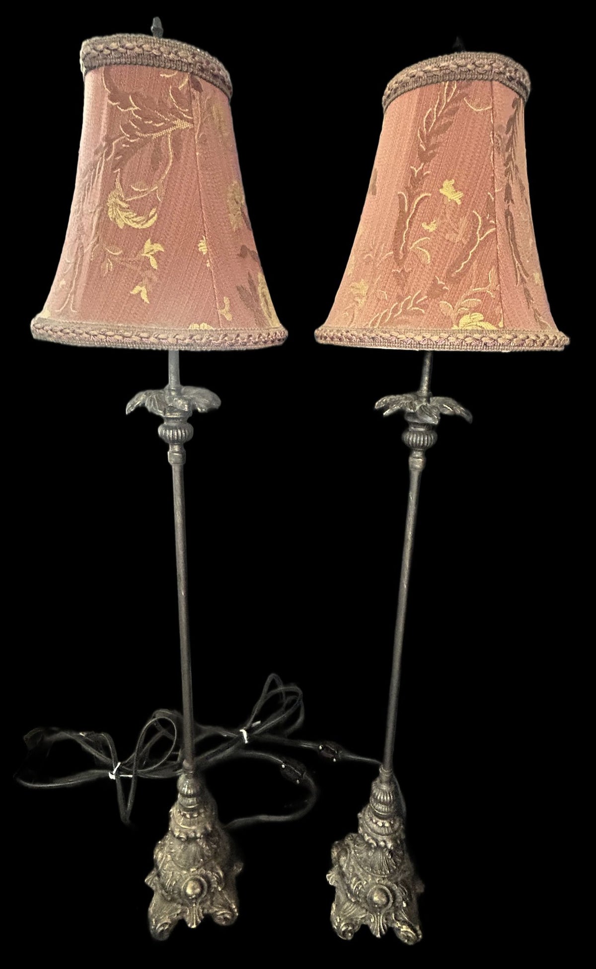 260916-14 Pair Iron Banquet Lamps