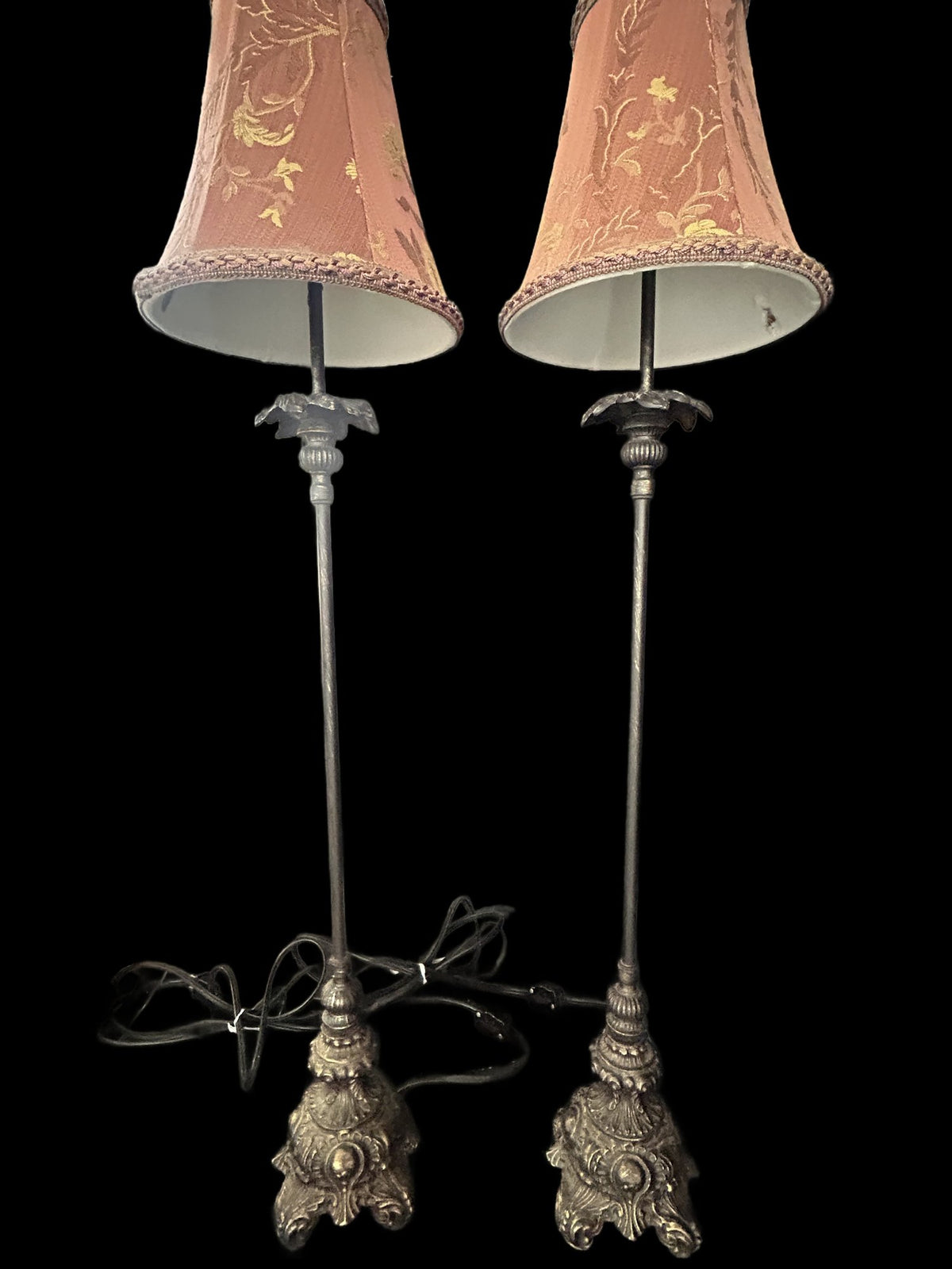 260916-14 Pair Iron Banquet Lamps