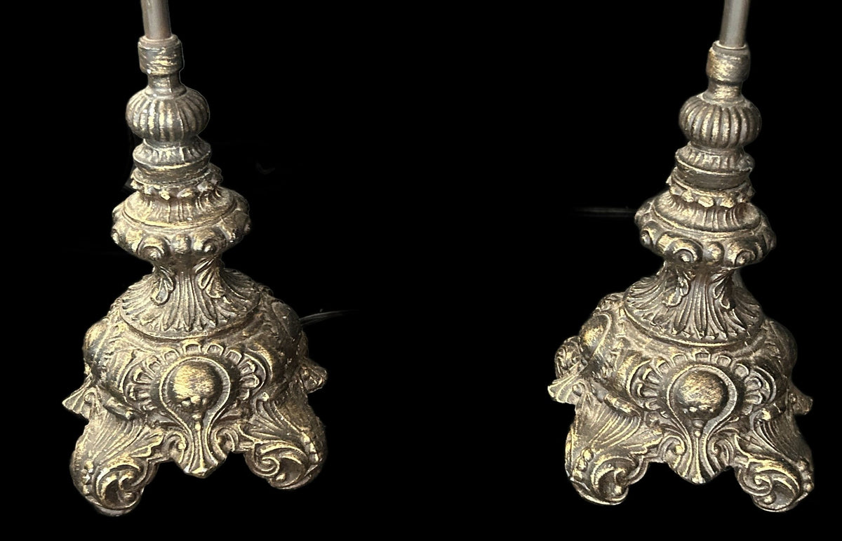260916-14 Pair Iron Banquet Lamps