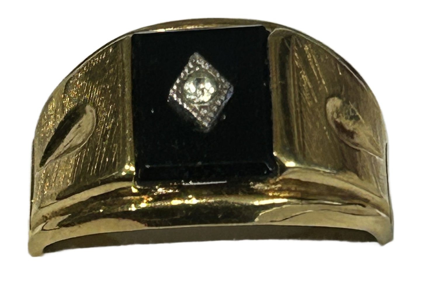 Size 9 18K Men's Onyx & Diamond Ring