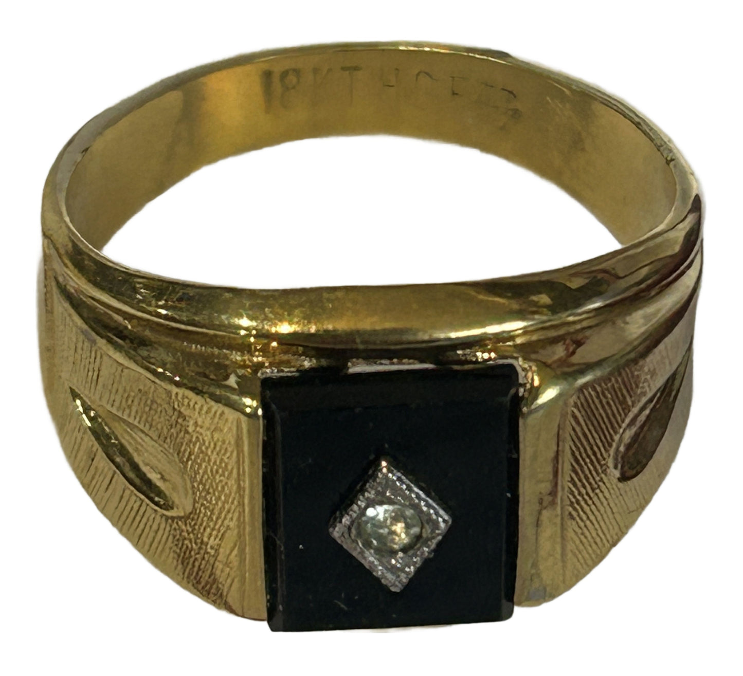 Size 9 18K Men's Onyx & Diamond Ring