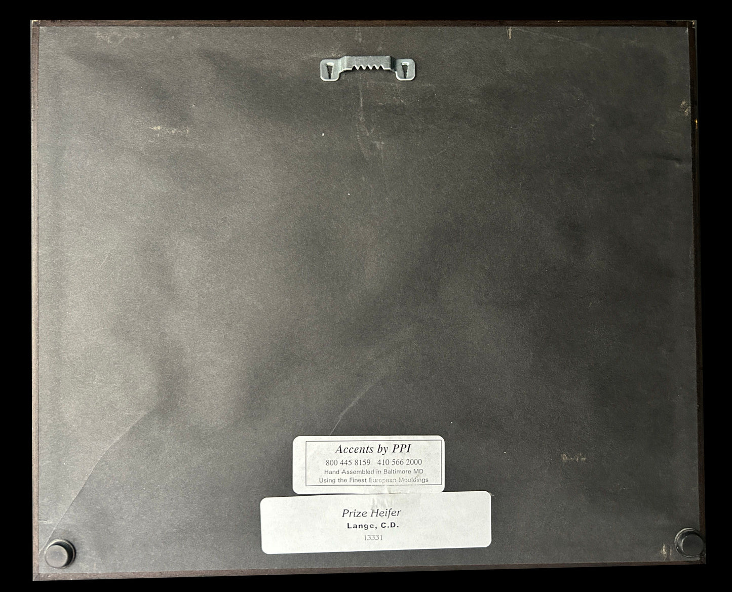 250514-25 Antique Pair Framed Oil Paints of Cow & Ox