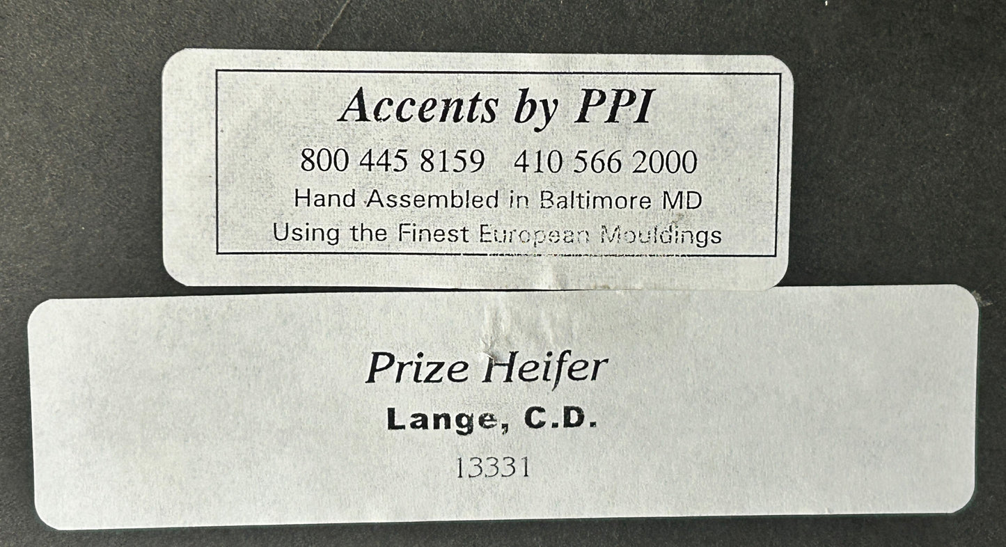 250514-25 Antique Pair Framed Oil Paints of Cow & Ox