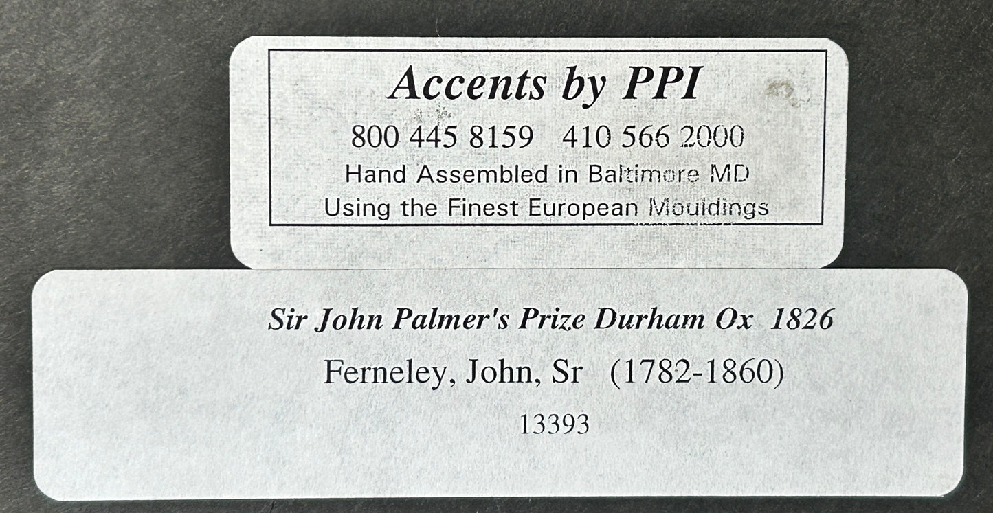 250514-25 Antique Pair Framed Oil Paints of Cow & Ox