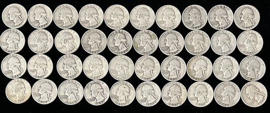 260408-1 Roll 90% Silver Washington Quarters, 7.2336 Troy Ounces