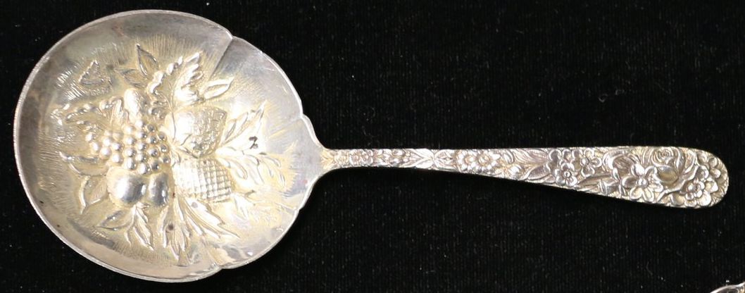 250716-23B Kirk Steiff Sterling Repousse Berry or Casserole Spoon
