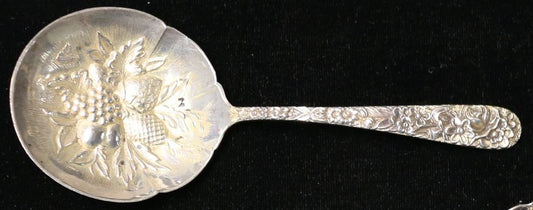 250716-23B Kirk Steiff Sterling Repousse Berry or Casserole Spoon