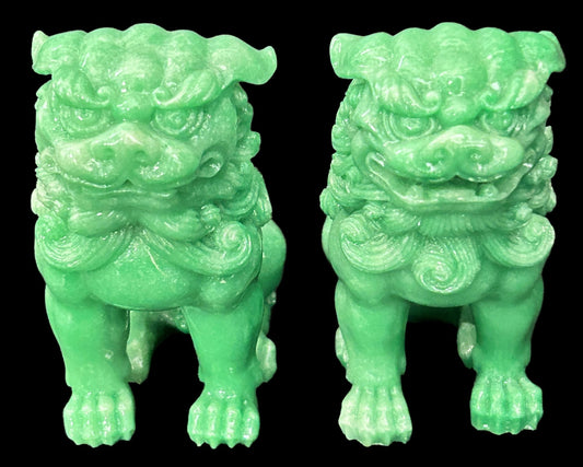 250806-11 Pair Faux Green Jade Foo Dogs