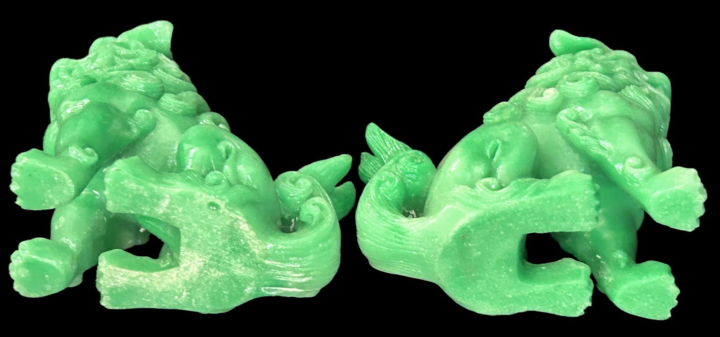 250806-11 Pair Faux Green Jade Foo Dogs