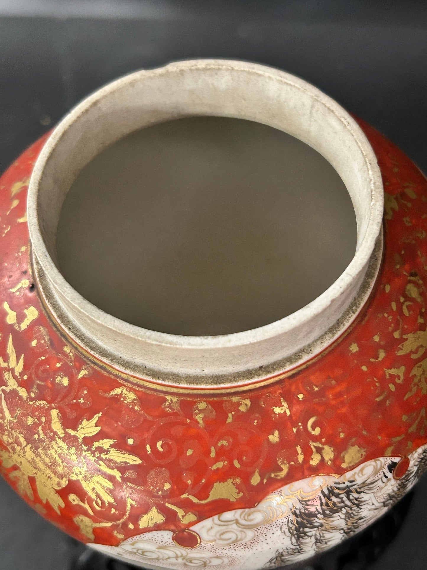 250806-12 Antique Katani Style Meiji Ginger Jar On Stand