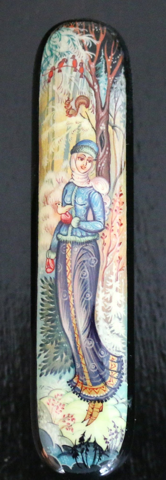 250814-3A Russian Snow Queen Black Lacquered Box