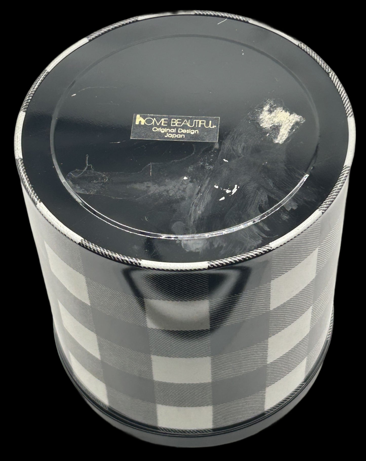 260225-2 4 Pcs Black & White Plaid Metal Nesting Canister Set