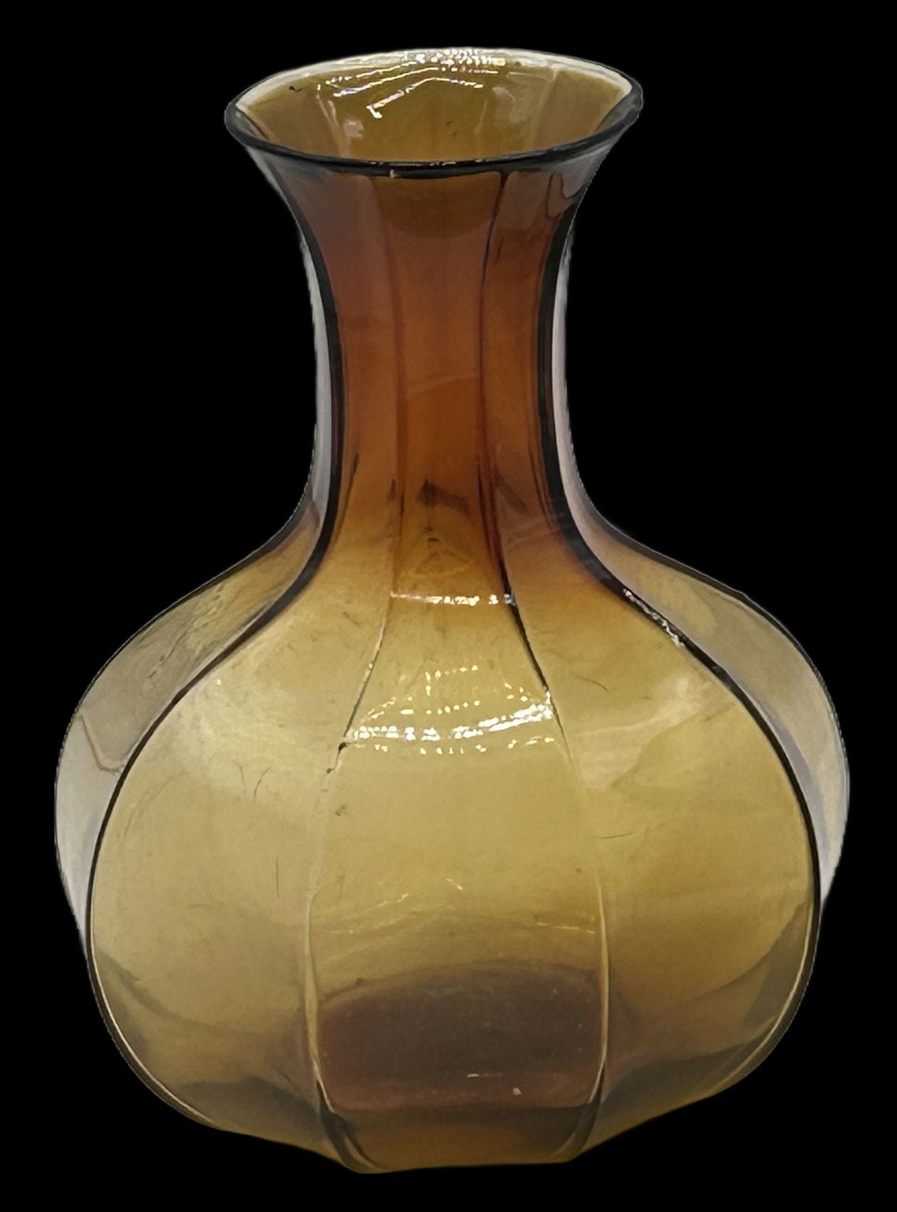 260225-3B MCM Amber 9-Sided Tiara Glass Carafe