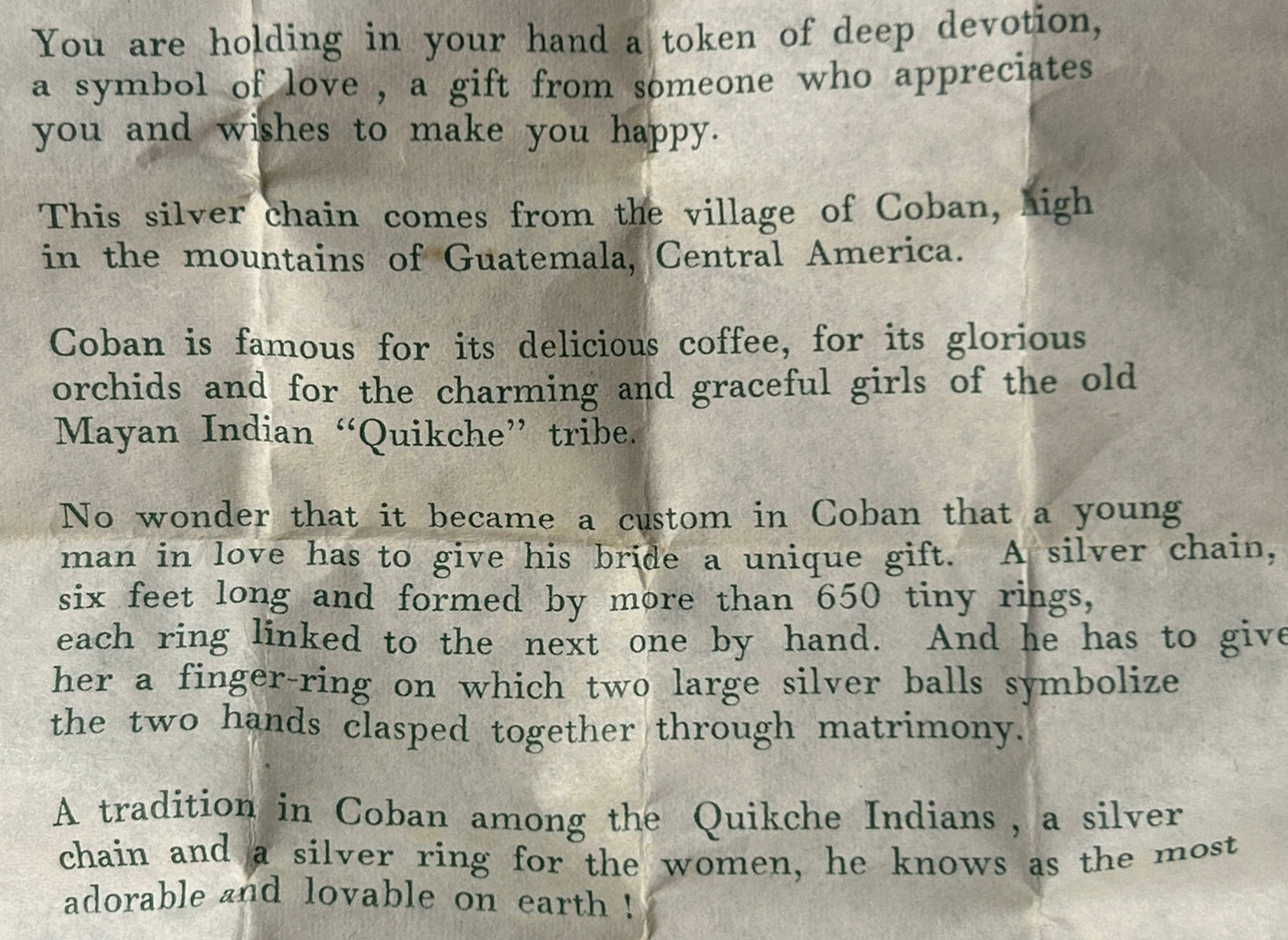 260225-6 Quikche Tribal Sterling Silver 72"L Chain & Ring