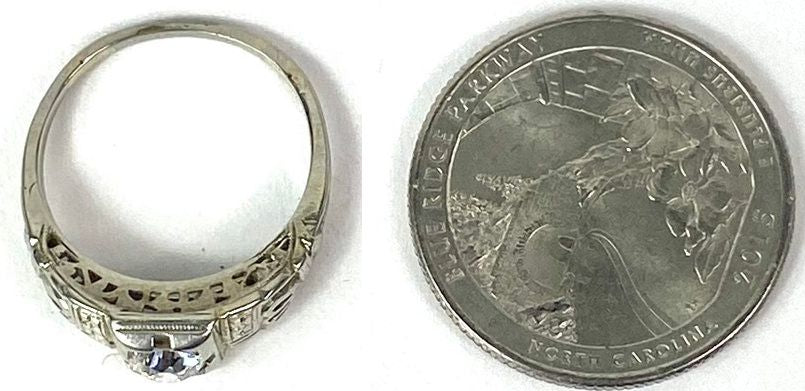 SZ 7 Art Deco .45 ct Diamond 14K WG Ring