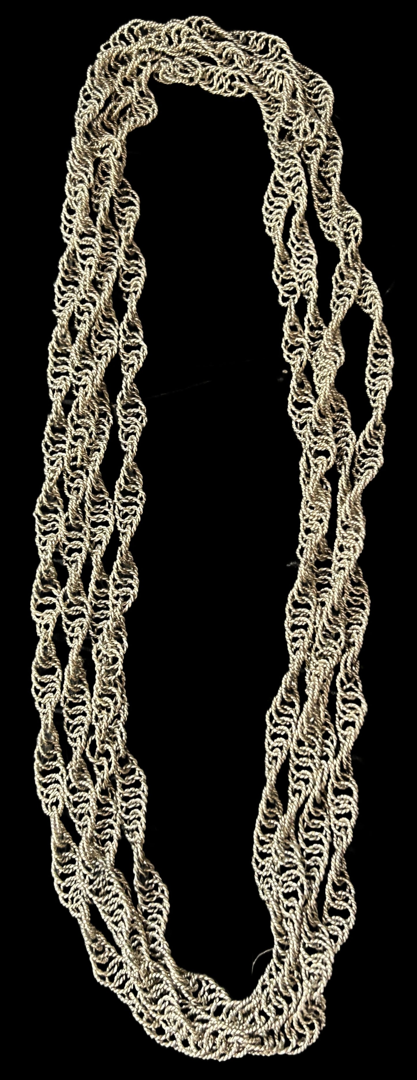 260225-6 Quikche Tribal Sterling Silver 72"L Chain & Ring