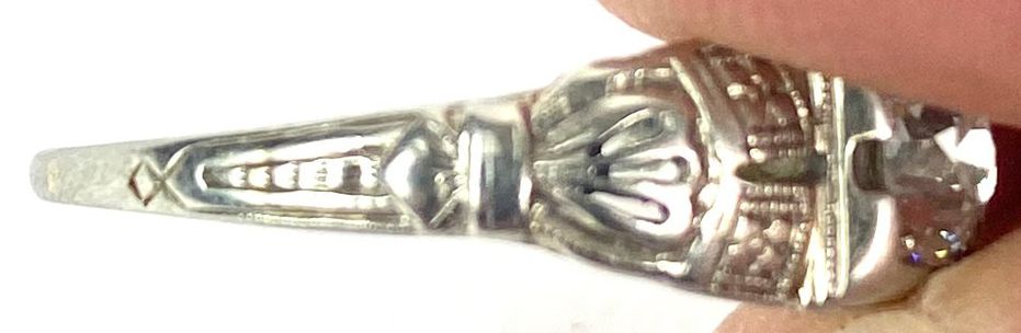 SZ 7 Art Deco .45 ct Diamond 14K WG Ring