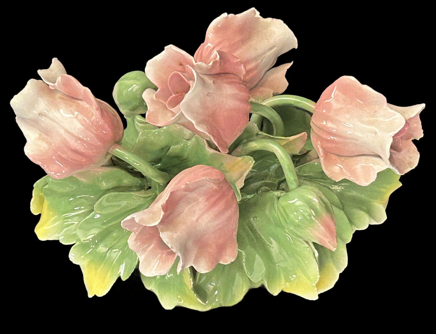 250806-23 Italian Ceramic Floral Basket of Tulips