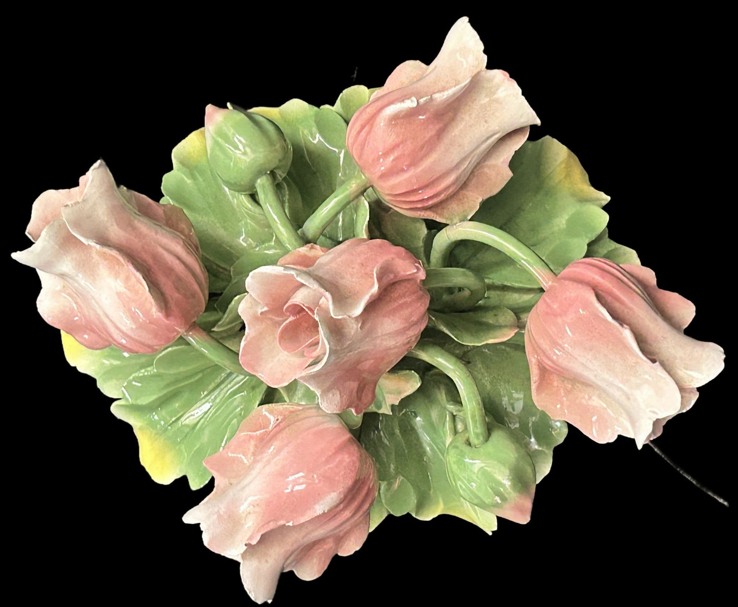 250806-23 Italian Ceramic Floral Basket of Tulips