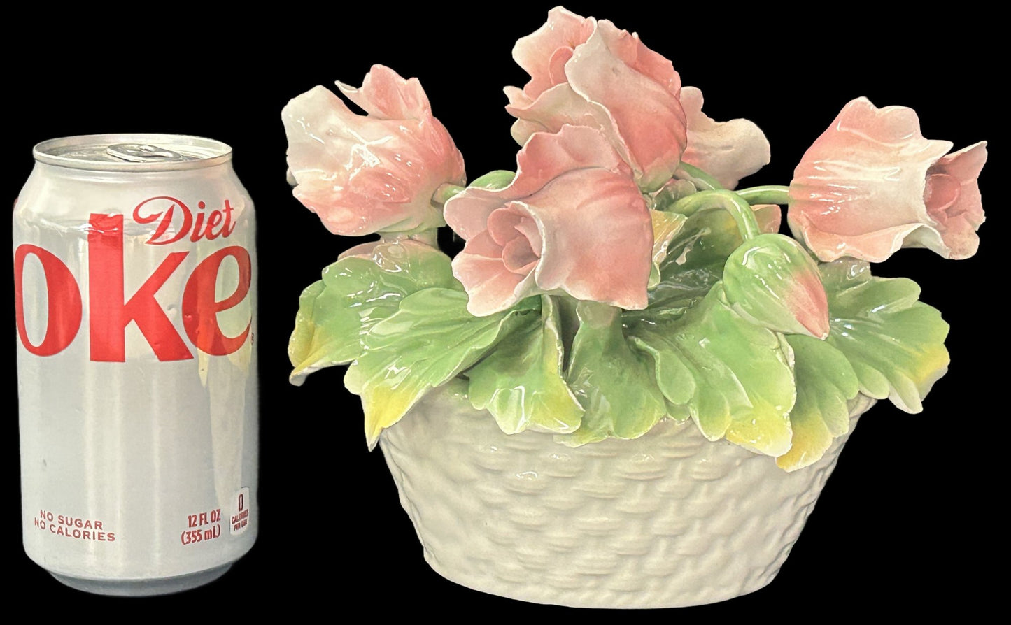 250806-23 Italian Ceramic Floral Basket of Tulips