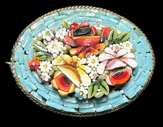 260408-29 Italian Mosaic Floral Brooch