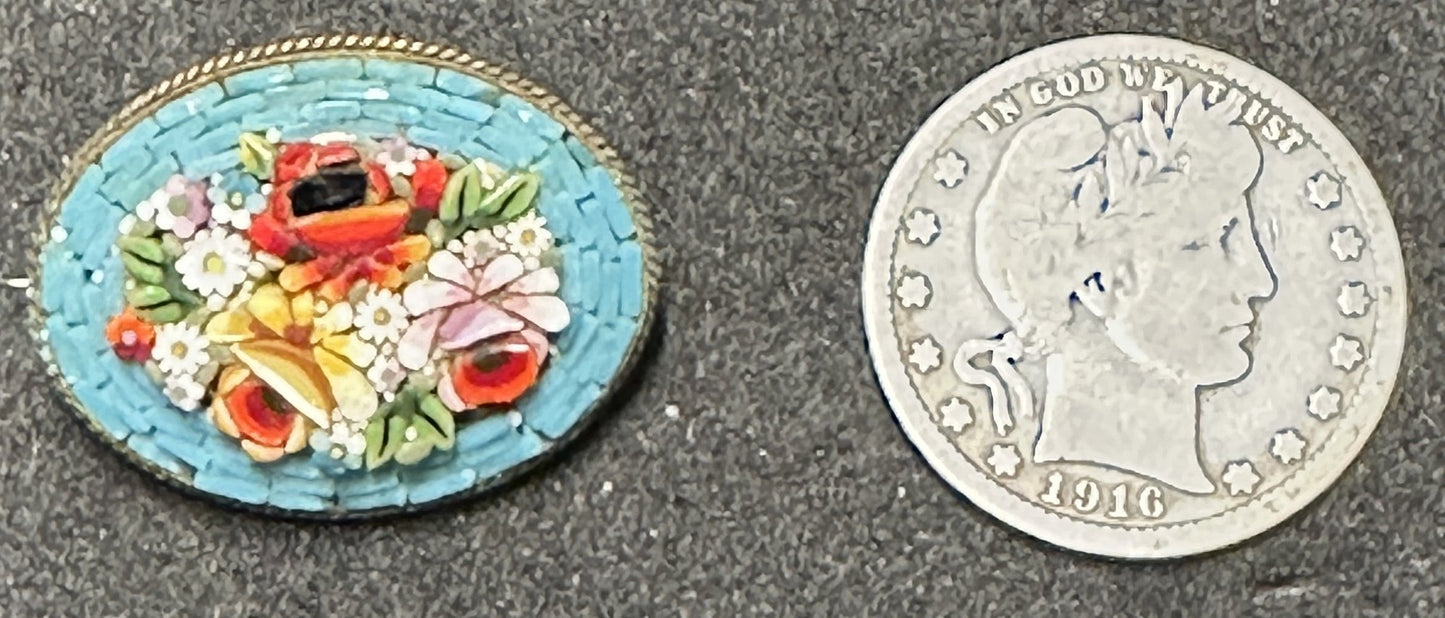 260408-29 Italian Mosaic Floral Brooch