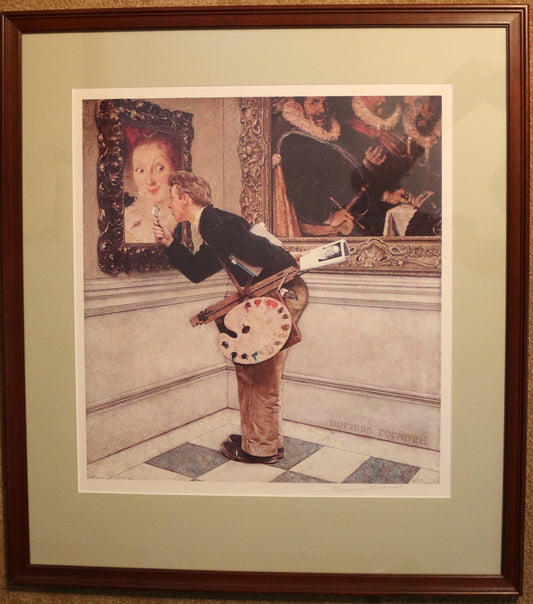 250814-12 Pencil Signed Norman Rockwell Print, The Art Critic