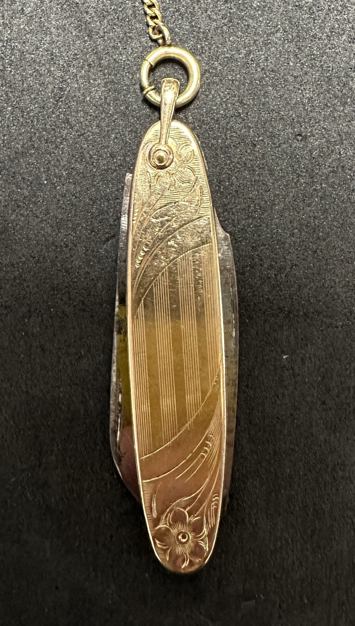 260429-2 Victorian Watch Chain With Knife, 14k Gold Plated