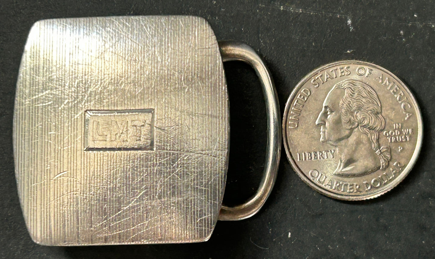 260225-9 Sterling Silver Ladies Belt Buckle, Monogrammed "LMT"