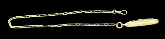 260429-8 Victorian Watch Chain With Knife, Gold Filled