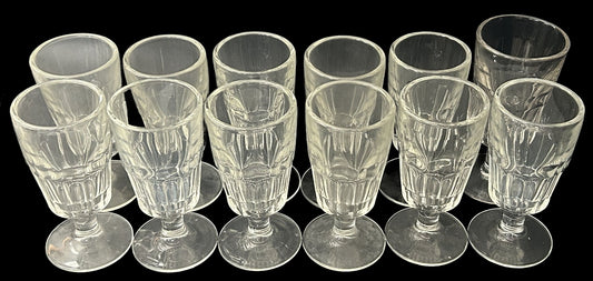 250806-24 Set of 12 Soda Fountain Footed Malt Glasses