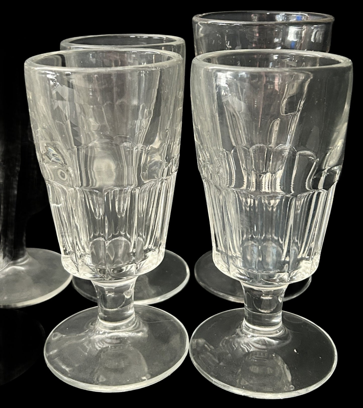 250806-24 Set of 12 Soda Fountain Footed Malt Glasses