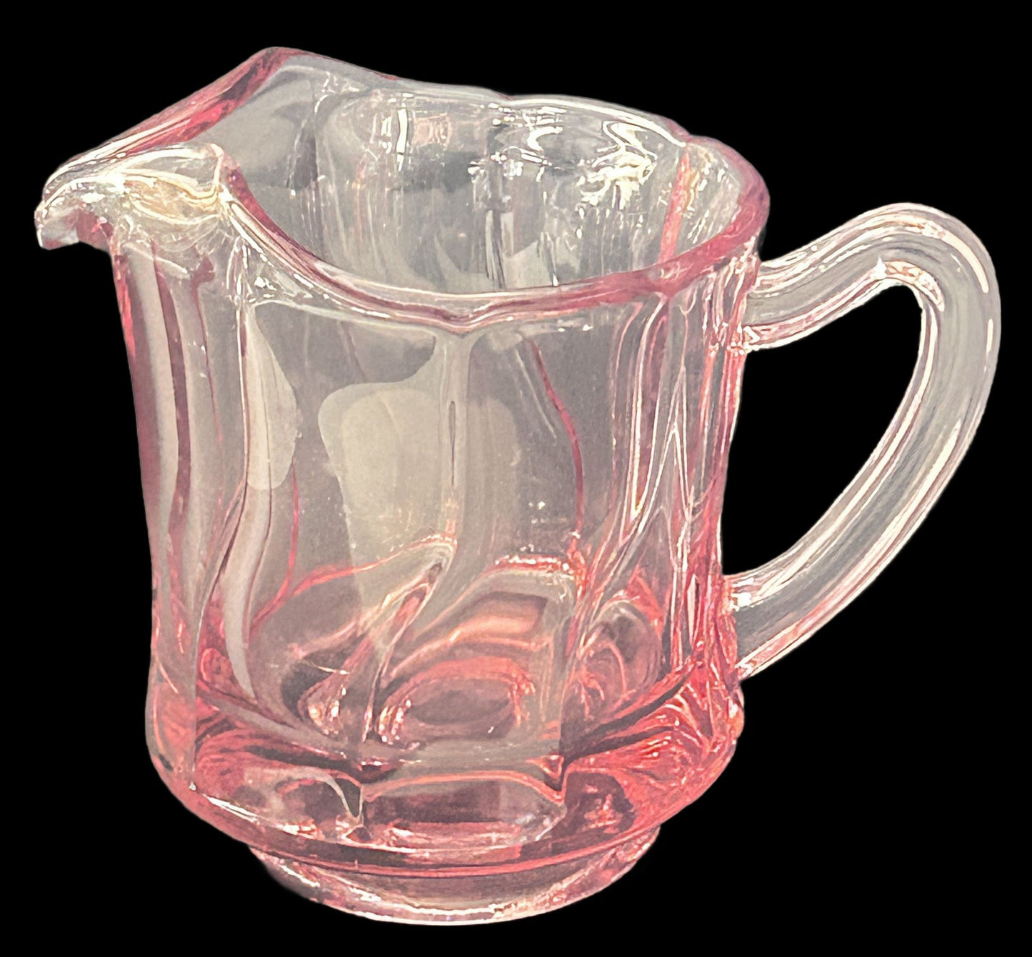 250806-26 Pink Fostoria "Jamestown" Swirl Pitcher 7.5"H