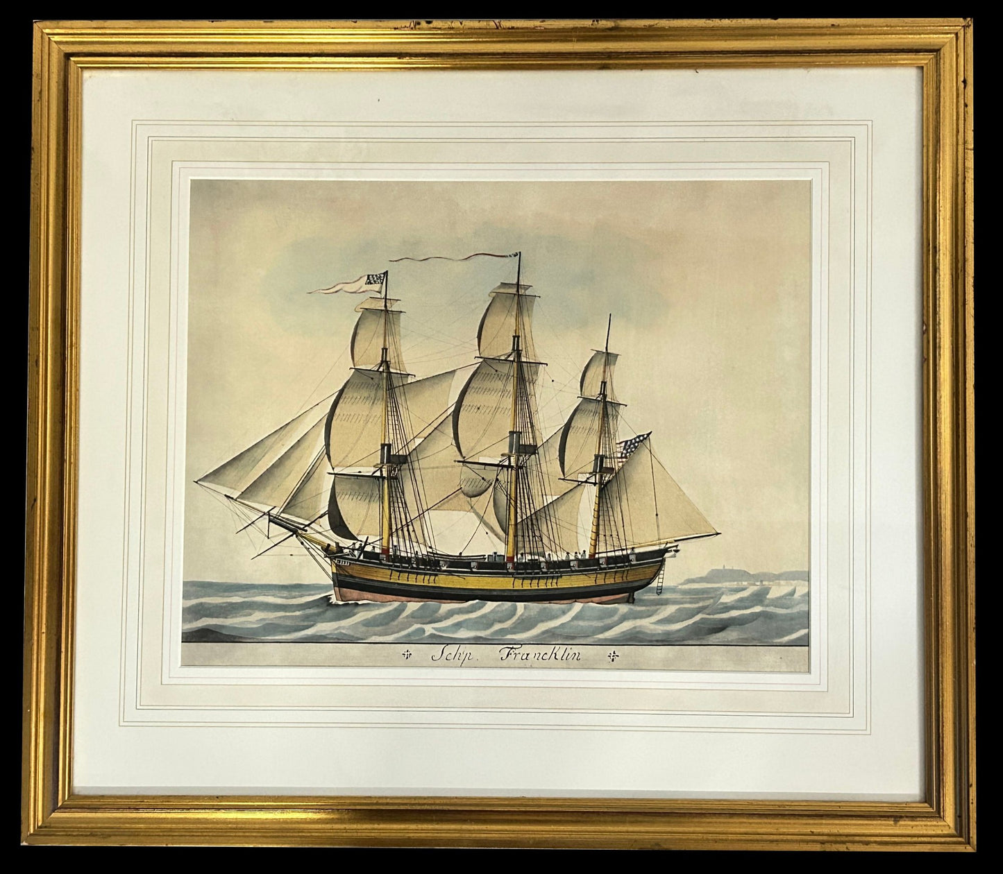 250806-29 The Francklin Hand-Colored 28.25" x 25"H