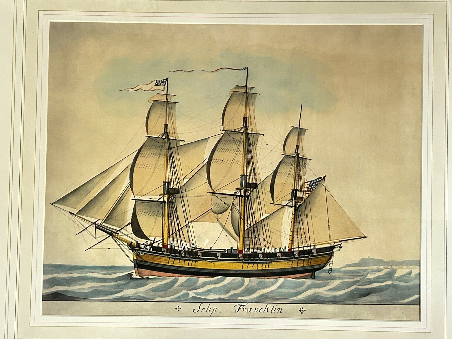 250806-29 The Francklin Hand-Colored 28.25" x 25"H