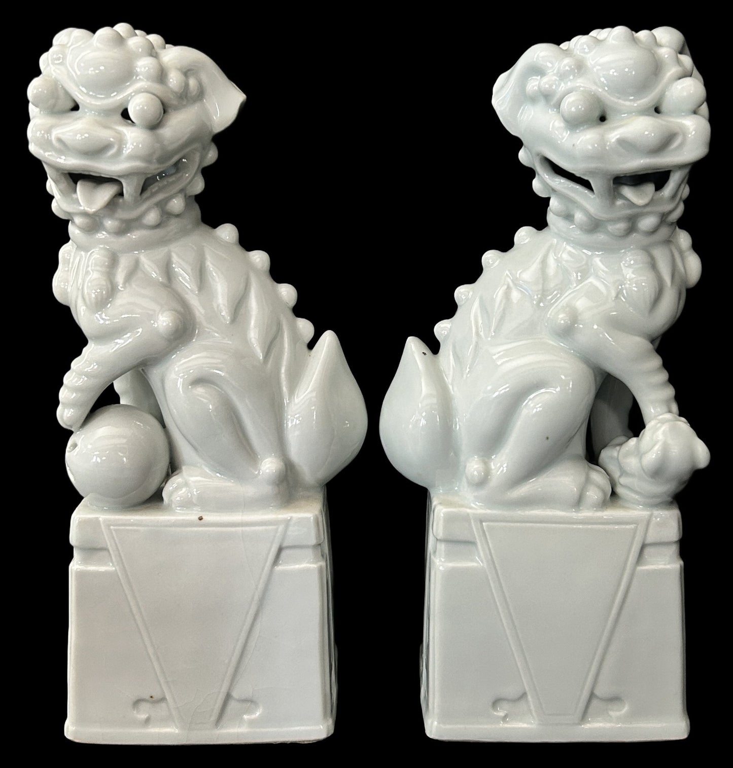 250219-34 Pair Blanc De Chine Foo Dogs, 9.5"H